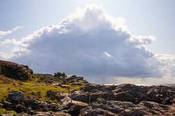 coast of sea, unique rocky coast on the island of Bornholm