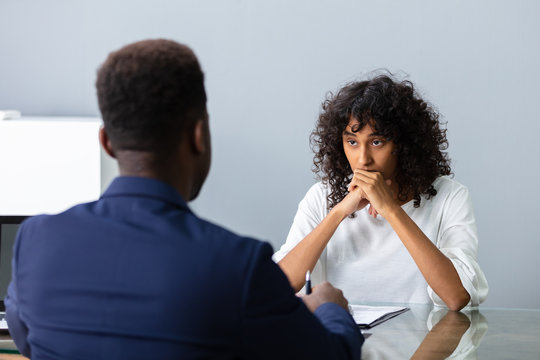 Stressed Young Business Woman Failing Interview