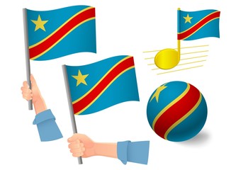 Democratic Republic of the Congo flag icon set