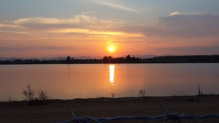 sunset on lake