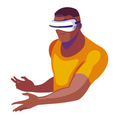 man using technology of augmented reality