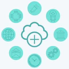 Cloud computing vector icon sign symbol