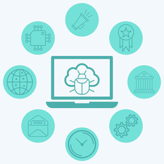 Cloud computing vector icon sign symbol