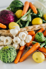 make natural pickles at home.materials required for winter pickle. gherkin, cucumber, melon,   lemon, garlic,red cabbage,white cabbage carrot, vinegar etc...