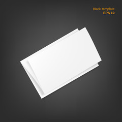 Vector illustration of tri fold paper sheet with shadow. Empty booklet on grey background. Blank can be used as a mock up, template and backgrounds for your own projects. EPS 10 file.