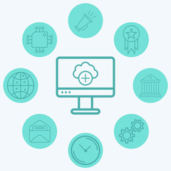 Cloud computing vector icon sign symbol