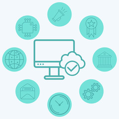 Cloud computing vector icon sign symbol