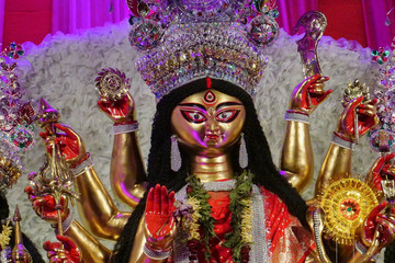 Durga idol at Puja Pandal, Durga Puja festival