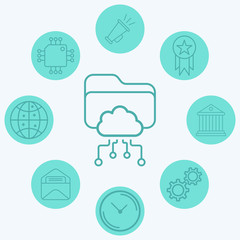 Cloud folder vector icon sign symbol