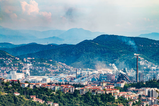 Remote view of Erdemir iron and steel factory in Eregli district