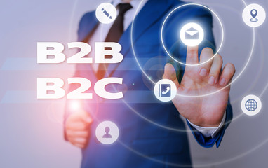 Word writing text B2B B2C. Business photo showcasing two types for sending emails to other showing Outlook accounts