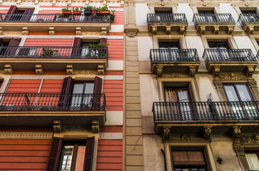 Fototapeta na wymiar Traditional colorful Spanish architecture houses