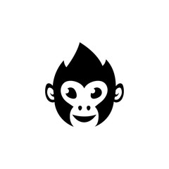 Monkey head, happy animal isolated on a white background