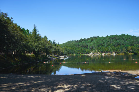 "Barragem da Queimadela" river beach in Fafe, Braga, Portugal  