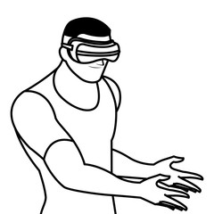 Obraz premium man using technology of augmented reality