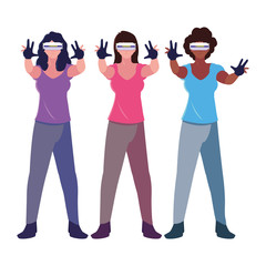 women using technology of augmented reality