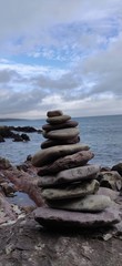 stack of stones on the beach
