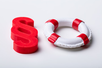 Paragraph Sign With Life Buoy On White Background