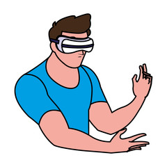 man using technology of augmented reality