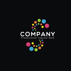 Abstract letter s logo formed by colorful dots