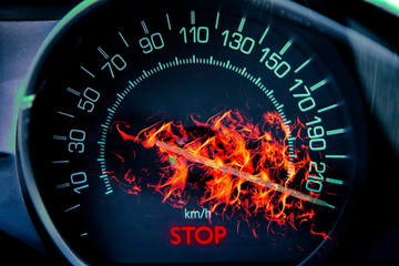 Pointer burning effect on speedometer