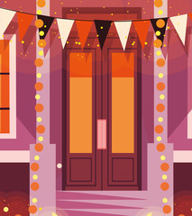 Halloween house decoration vector design