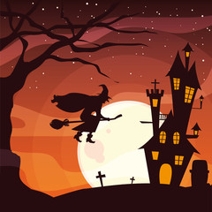 Halloween witch vector design icon