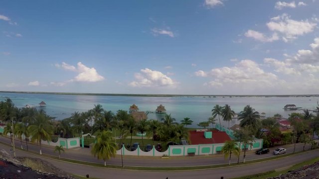 sunset in Lagoon of Seven Colors in Bacalar,Quintana Roo, M&eacute;xico.