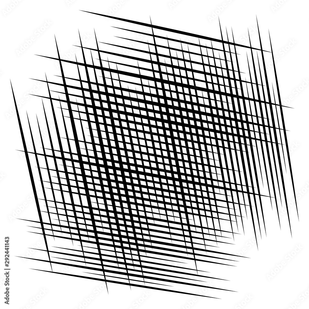 Poster random tilt, oblique grid, mesh pattern. dynamic slanting intersect lines. abstract grate design. trellis, lattice geometric texture with irregular streaks, stripes