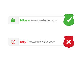 Http and https secure and not secure connection ssl encryption - obrazy, fototapety, plakaty