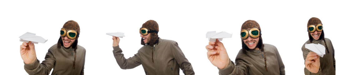 Funny pilot isolated on the white
