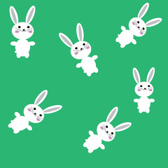 kawaii style, seamless pattern with bunnies,drawing bunnies for fabrics and Wallpapers for children 