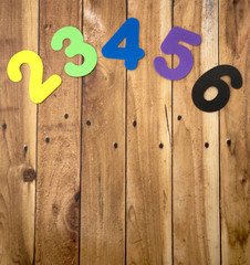 Numbers in order on a wooden surface.