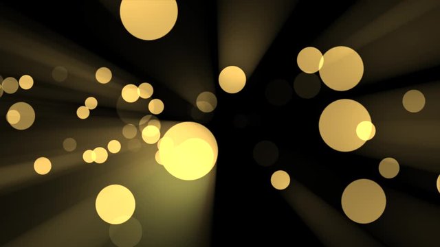 Hot yellow light drops in rays flying from screen as background or overlay animation loop related to special event, holiday, party, music,  dream, magic, etc.