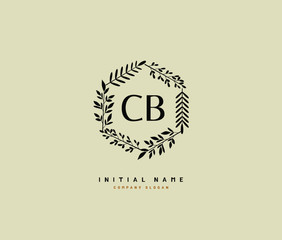 C B CB Beauty vector initial logo, handwriting logo of initial signature, wedding, fashion, jewerly, boutique, floral and botanical with creative template for any company or business.