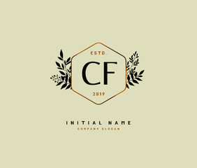 C F CF Beauty vector initial logo, handwriting logo of initial signature, wedding, fashion, jewerly, boutique, floral and botanical with creative template for any company or business.