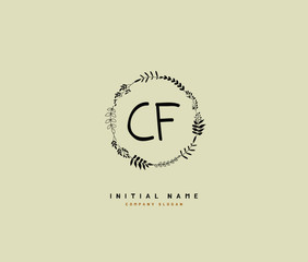 C F CF Beauty vector initial logo, handwriting logo of initial signature, wedding, fashion, jewerly, boutique, floral and botanical with creative template for any company or business.