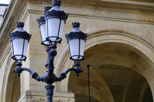 street lamp on wall of building