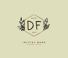 D F DF Beauty vector initial logo, handwriting logo of initial signature, wedding, fashion, jewerly, boutique, floral and botanical with creative template for any company or business.