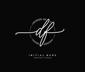D F DF Beauty vector initial logo, handwriting logo of initial signature, wedding, fashion, jewerly, boutique, floral and botanical with creative template for any company or business.