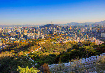 Seoul South Korea City Skyline with seoul tower.