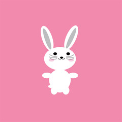  kawaii style cute rabbit isolated on pink background