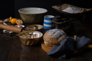 Vintage baking in the kitchen sill life