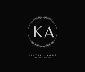 K A KA Beauty vector initial logo, handwriting logo of initial signature, wedding, fashion, jewerly, boutique, floral and botanical with creative template for any company or business.