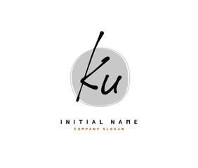 K U KU Beauty vector initial logo, handwriting logo of initial signature, wedding, fashion, jewerly, boutique, floral and botanical with creative template for any company or business.