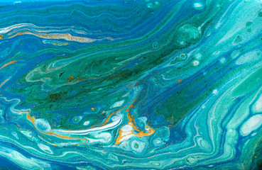 Fototapeta na wymiar Beautiful unique turquoise acrylic marble background.