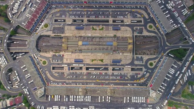 Bayrampasa main bus terminal, Istanbul. Aerial view top down angle, oe01
