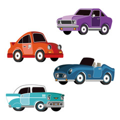 vintage cars vectors, classic cartoon vehicles