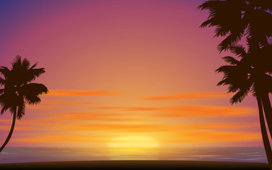 Fototapeta na wymiar landscape of the beach in sunset