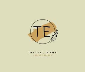 T E TE Beauty vector initial logo, handwriting logo of initial signature, wedding, fashion, jewerly, boutique, floral and botanical with creative template for any company or business.